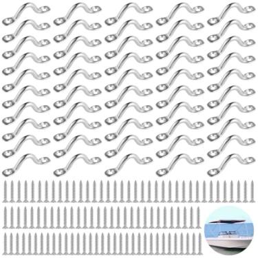 Imagem de Bimini Top Pad Eyes 50 peças, aço inoxidável 316, alças de olho de barco de 5 cm, laços de deck de caiaque M5, 100 peças de pontas, ganchos em U para pendurar em canoa e caiaque