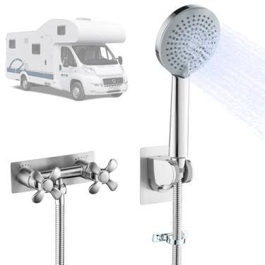 Imagem de SUBEIXI Torneira de chuveiro para trailer, substituição de torneira de chuveiro totalmente de metal, chuveiro externo RV de 10 cm com 5 modos portáteis para trailer, campista, motorhome