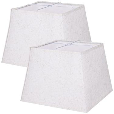 Imagem de Conjunto de abajures de 2,9,8 cm superior x 30,5 cm inferior x 25,4 cm de altura, substituição de abajures quadrados bege, abajur de linho natural, candeeiro de lustre para candeeiros de mesa