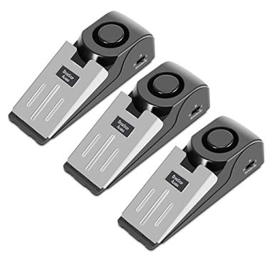 Imagem de 2 em 1 Portátil Travão de Porta Alarme 120db Alerta Entrada Cuneo Chão Sensor Vibração Sem Fio Sensibilidade Ajustável Capa Aço Inoxidável Instalação Necessária para Viagem Lar Apartamento Casa Hotel