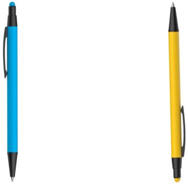 Imagem de Caneta Esferográfica Retrátil com Touch, Emborrachada em Metal, Escrita Azul, Ambidestra, para Adulto Design moderno para estudos (Azul Claro e Amarelo)