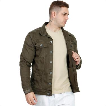 Imagem de Jaqueta Destroyed Sarja Jeans Musgo Slim Masculina-Masculino