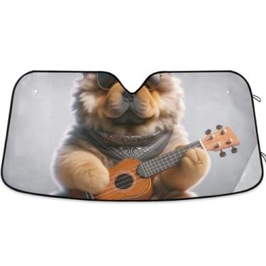 Imagem de Guarda-sol personalizado para carro Chow Chow Cachorro Bonito para Para-brisa Dobrável Caminhão Carro Para-brisa Frontal Automotivo S, 134,6 cm x 59,7 cm