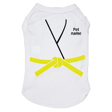 Imagem de Petitebella Camisa personalizada Judo Karate Taekwondo Jersey Puppy Dog (branca/amarela, pequena)