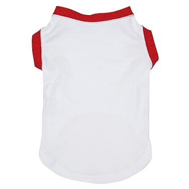 Imagem de Petitebella Camisa lisa com bainha branca para cachorrinhos (branca/vermelha, 3GG)