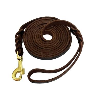 Imagem de LWBMG Coleira longa de couro para cães de 3 m, coleira resistente para cães, trançada de couro legítimo resistente, macia e confortável para treinamento de cães médios e pequenos