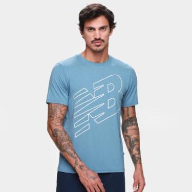 Imagem de Camiseta New Balance Performance Masculina, Azul, M