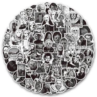 Imagem de SEMYEIYO 200 adesivos pretos de terror e decalques, adesivos de filme de terror para garrafas de água, pacote de adesivos de terror para garrafa de água, laptop, telefone, capacete rígido, para-choque