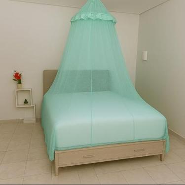 Imagem de Mosquiteiro de Teto Rendinha Resistente com Elástico – Casal, Queen, Solteiro e Cama Box | Proteção Contra Mosquitos(Solteiro,verde)