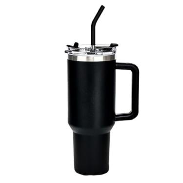 Imagem de Copo Térmico 600ml e 1200ml Aço Inox 304 - Isolante a Vácuo, Kit Completo com Canudo, Presente Premium(Preto-1200ml)