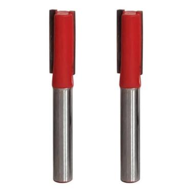 Imagem de Kit 2 Fresa Reta Paralela 8Mm X 6Mm Metal Duro Tupia Madeira