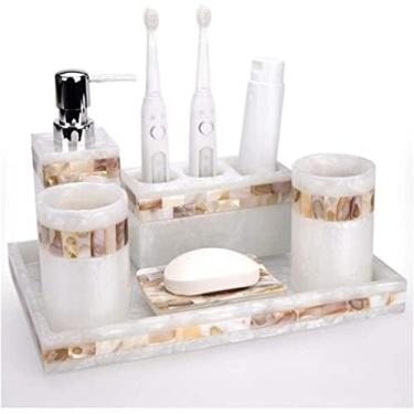 Imagem de Conjunto De Acessórios De Banho Conjunto De Acessórios De Banheiro Conjunto De Acessórios De Banheiro De Luxo Leve Conjunto De Copo De Resina Porta Escova De Dentes Dispensador De Sabão Conjunto D