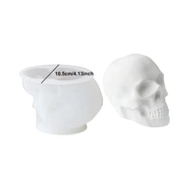Imagem de Molde De Silicone Para Vela Em Forma De Cabeça De Caveira 3D De Hallow