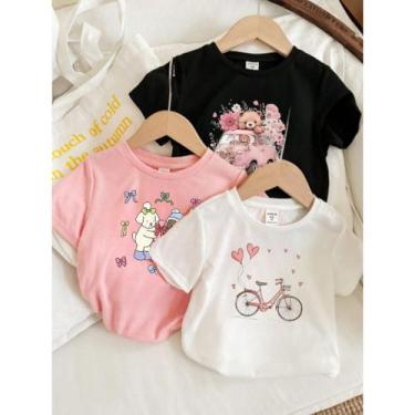Imagem de Kit com 3 Camisetas Infantis Estampa Bobbe Goods Conjunto Padrão Fofo 
