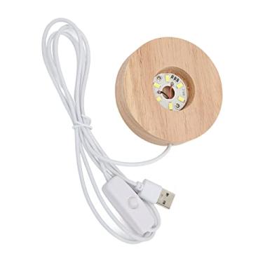 Imagem de Generic Base de Luz Led Durável, Madeira de Carvalho, Lâmpada Redonda, Interface Usb para Casa 5v, para Arte, Vidro e Joias (base de luz branca)