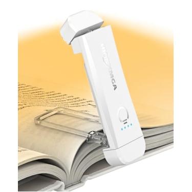 Imagem de Luz de Leitura de Livros HIONXMGA, Luminária de livro, Toque silencioso, Leitura na Cama, Clipe Recarregável, 3 cores Âmbares, 7 LEDs, Regulação Precisa, Leitura Noturna, Branco
