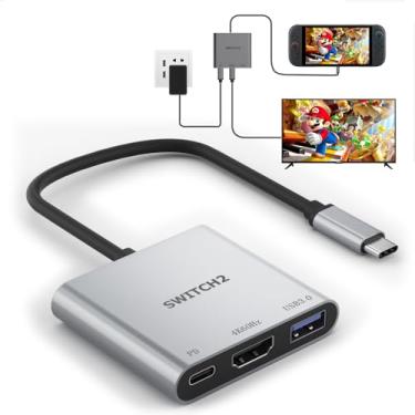 Imagem de Switch 2 Dock 4K@60Hz TV Adapter Portable TV Docking Station for Switch / Switch2 / Steam Deck/ROG Xbox Ally X 3 in 1 100W PD / USB3.0 / HDMI2.0 USB-C Hub (Compatible with Switch2 v21.0.0)(S2B)