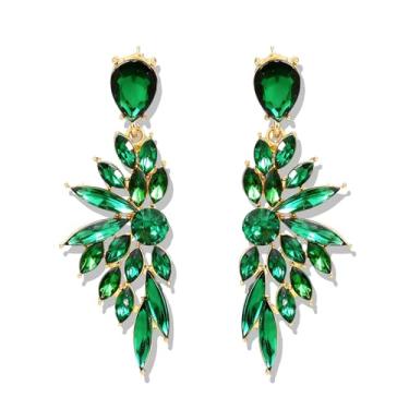 Imagem de Brinco de strass verde, joia do dia de São Patrício, acessório de formatura, brincos irlandeses, casamento, dama de honra, presentes de Natal para mulheres, Middle, Metal, Sem pedra preciosa