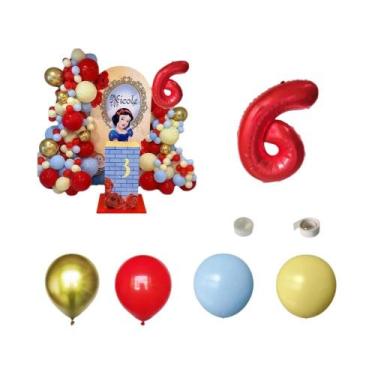 Imagem de Balões De Folha Princesa Branca De Neve Para Meninas, Conjunto De Núme