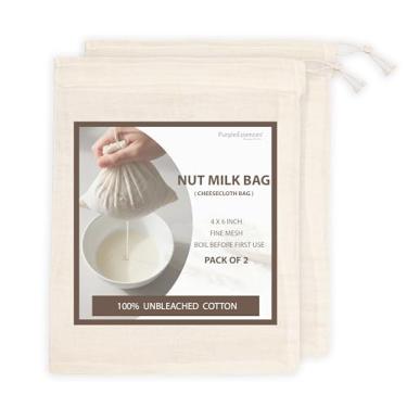 Imagem de PurpleEssences Sacos vazios de especiarias para cozinhar sopa - Sacos de gaze de musselina de algodão natural cru com cordão para chá, ervas, caldo de osso, bebida fria e coar - Natural (5, 10 x 15 cm