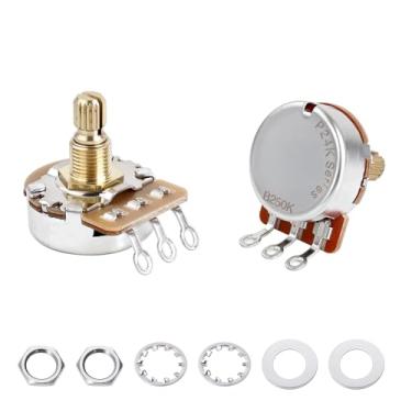 Imagem de Banworks Potenciômetros de latão B250K M8 Thread tamanho completo para guitarras métricas, eixo curto dividido de 18 estrias (comprimento de 15 mm) para Epiphone Les Paul LP/SG Squier Strat/Tele
