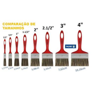 Imagem de Kit 2 Trinchas Tigre 696 4 Polegadas Cerda Branca Verniz Stain Madeira