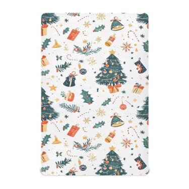 Imagem de Wassud Jogo de lençol fofo para berço de árvore de Natal para meninos e meninas, respirável, lençol com elástico, neutro, 68 x 99 cm