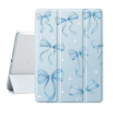 Imagem de Idocolors Linda capa com laço azul para iPad 2022/2025 de 10,9 polegadas (10ª/11ª geração), capa para tablet com dobra tripla com suporte para despertar/hibernar automático e lápis - Capa protetora