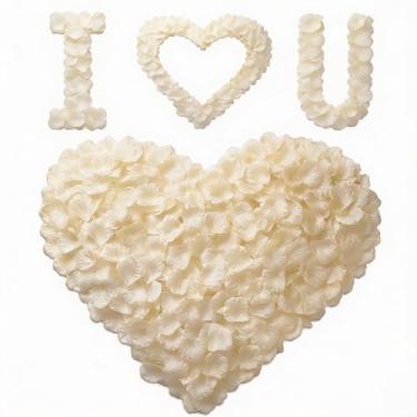 Imagem de VKshop 1200 pétalas de rosa branca marfim – pétalas artificiais de flor de rosa falsa para o dia dos namorados, decorações de casamento, pedido romântico, aniversário, festa, decoração de corredor