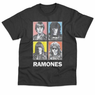 Imagem de Camiseta Ramones Banda Punk Rock Basica Estampada Unissex 100% Algodão