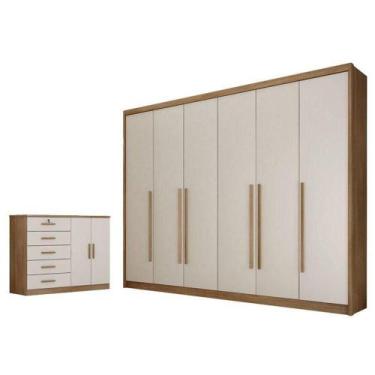 Imagem de Guarda Roupa Casal Bragança E Cômoda Seul Cumaru 25 Fendi - Novo Horiz