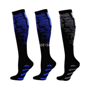 Imagem de Meias De Compressão Com Estampa Floral, Pacote Com 3 Pares Para Homens