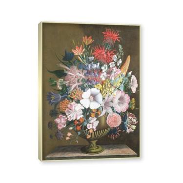 Imagem de NHLDZYH Moldura de champanhe. Impressão de flores vintage rústica, arte de parede em tela emoldurada floral clássica, decoração de cozinha de fazenda, pronto para pendurar. C14. 50 x 70 cm.