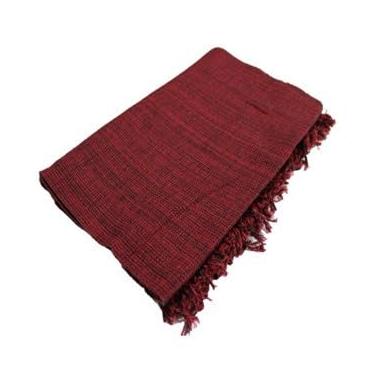 Imagem de Manta Para Sofá Super King Luxo 300x180cm 100% Algodão Tipo Capa Decorativa com Franjas Artesanal(Vinho Mesclado)