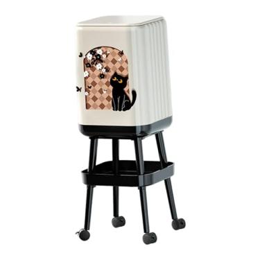 Imagem de Generic Lixeira com rodas, balde de resíduos de papel, minimalista, com pé alto, cesto de lixo para cômoda, casa, quarto, banheiro, Style B