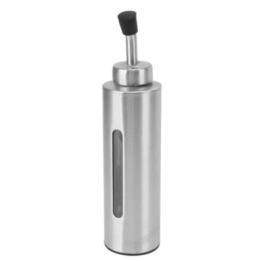 Imagem de aqxreight Garrafa Dispensadora de óleo de 220ml Recipiente de Molho de Garrafa de óleo de AçO Inoxidável para Azeite Vinagre Molho de Soja Triângulo O de Lata Visto Intuitivamente Transparente a