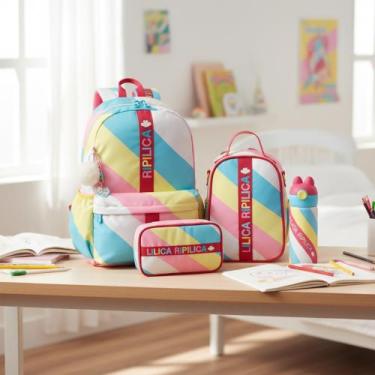 Imagem de Kit Mochila Costas com Lancheira Estojo Garrafa Lilica Vibrant - Lilic