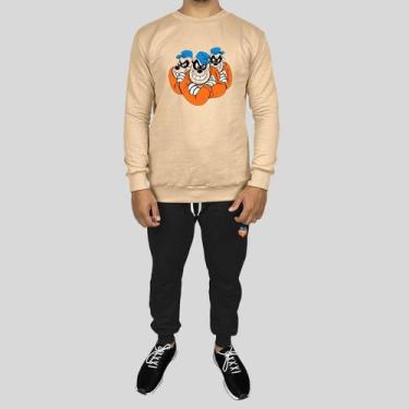 Imagem de Conjunto Calça e Blusa Moletom Careca Sem Capuz Algodão Estampado Brot