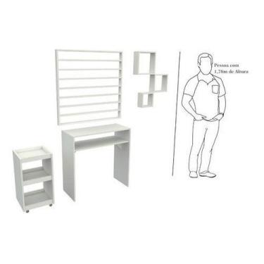 Imagem de Kit Manicure Mesa Carrinho Estante Esmalte Nichos Mdp - VETORIAL MÓVEI