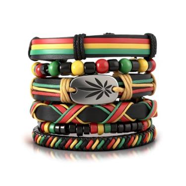 Imagem de Long tiantian Pulseiras Mês da História Negra Joias Africanas Jamaicanas para Mulheres Homens Mês História Negra Lembranças de Festa Presentes para Adultos, Miçangas, Sem Pedra Preciosa