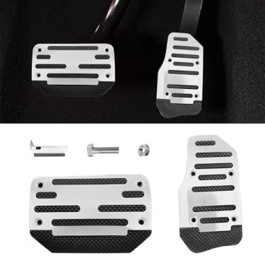 Imagem de Capas de pedal de carro antiderrapantes de liga de alumínio, tapetes de freio e embreagem resistentes ao desgaste, carro de transmissão automática universal, SUV, ATV (prata)
