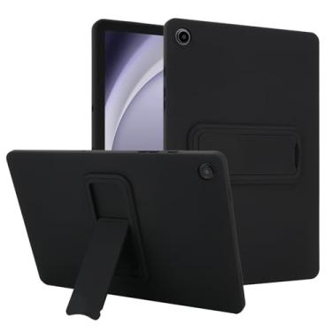 Imagem de iDOMi Capa fina para Samsung Galaxy Tab A9+ com suporte, leve e macia de TPU (poliuretano termoplástico) resistente, toque delicado, à prova de choque, capa traseira para Samsung Galaxy Tab A9+, preta