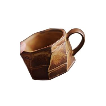 Imagem de Xícara de café de cerâmica retrô moderna caneca de café americana, xícara de café para bebidas (marrom)