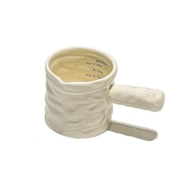 Imagem de Pote de leite de café leve de luxo com escala doméstica multicolorida de cerâmica pequena jarra de leite (branca)