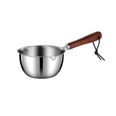 Imagem de Panela de leite de aço inoxidável 150/300 ml de molho picante panela pequena para cozinhar manteiga panela de derretimento versátil panela de óleo de fundo plano (pequena)