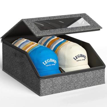 Imagem de Wotendy Armazenamento de chapéus para bonés de beisebol, comporta até 24 bonés, organizador de chapéus transparente para armário, empilhável, dobrável, organizador de bonés de beisebol à prova de