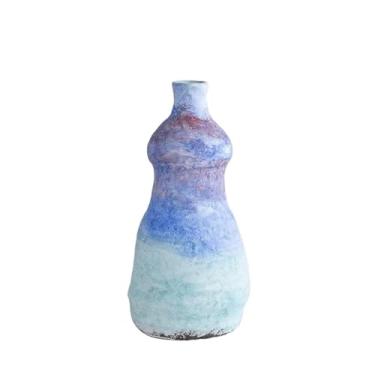 Imagem de Vaso de cerâmica gradiente azul fresco flor seca grama mesa prateleira de parede centro de mesa decoração de casa (azul)