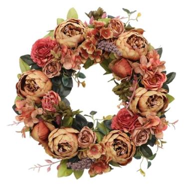 Imagem de oshhni Guirlanda de peônias artificiais, ideal para decoração de portas de entrada, festas ao ar livre, arranjos florais para quartos, varandas e, Múltiplos