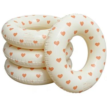 Imagem de Boia de piscina grande de tubo inflável de 4 peças para adultos, tubo interno, anéis de natação, espreguiçadeira, boia para festa na piscina e verão (coração)