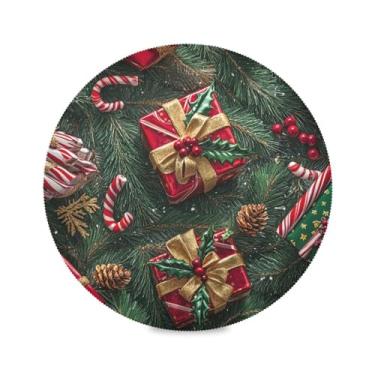 Imagem de STAYTOP Lindo boneco de neve de Natal, jogo americano redondo, 6 peças, tapetes de mesa antiderrapantes fáceis de limpar para casa, cozinha, churrasco, festa, decoração de mesa